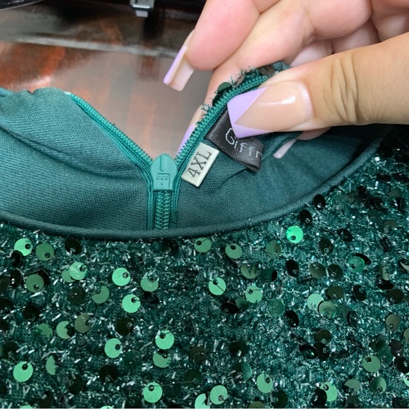 Shein dark green cold shoulder evening dress - Picture 4 of 8